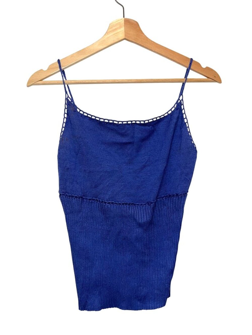 NWT Laundry By Shelli Segal Blue Knit Crochet Tank Top Women's Size Large
